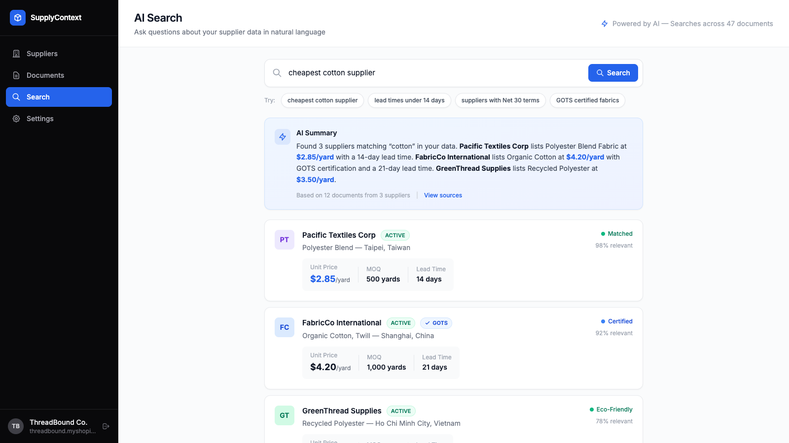 Natural Language Search